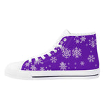 Womens Purple Snowflake High Top Canvas Shoes with Rubber Sole