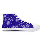 Blue Mens Snowflake Canvas High Top Shoes for Men