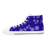 Blue Mens Snowflake Canvas High Top Shoes for Men