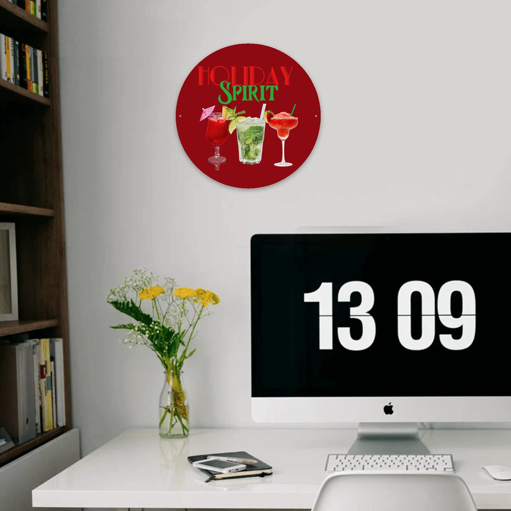 8-Inch Aluminum Circle Sign with Left Right Holes - Made in the USA for Christmas and Holiday Decor