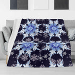 Snowflake Blanket – Midnight Blue Flannel, Cozy Breathable Warmth
