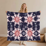 Cozy Snowflake Blanket – Midnight Blue and Pink Flannel