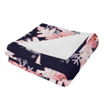 Cozy Snowflake Blanket – Midnight Blue and Pink Flannel
