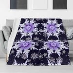 Snowflake Blanket – Midnight Blue & Purple Flannel, Cozy Warmth