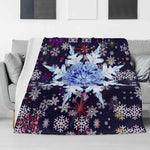 Snowflake Blanket – Midnight Blue Burst Flannel, Cozy Warmth