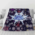 Snowflake Blanket – Midnight Blue Burst Flannel, Cozy Warmth