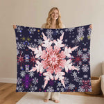 Red Snowflake Blanket – Midnight Blue & Flannel, Cozy Warmth