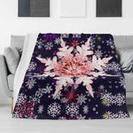 Red Snowflake Blanket – Midnight Blue & Flannel, Cozy Warmth