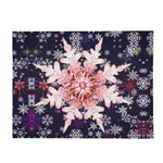 Red Snowflake Blanket – Midnight Blue & Flannel, Cozy Warmth
