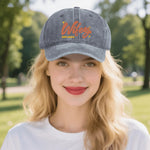 Wifey Est 2024 Denim Baseball Cap - on model, casual outdoor setting, Khaki | Our Phoenix Rise