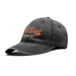 Hubby EST 2024 Baseball Cap - Side profile, distressed black denim | Our Phoenix Rise