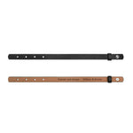 Personalized Engraved Black Leather Bracelet Men - Full length flat view | Our Phoenix Rise