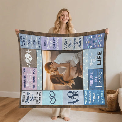 Personalized Couple Photo Blanket - romantic design held by couple | Our Phoenix Rise