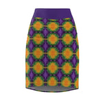 Purple and Yellow Women's Pencil Skirt, Relaxed Vibe Summer Fashion, Casual Office Wear, Stretchy Bodycon Skirt, Comfy Work Attire, Fun - Iron Phoenix GHG