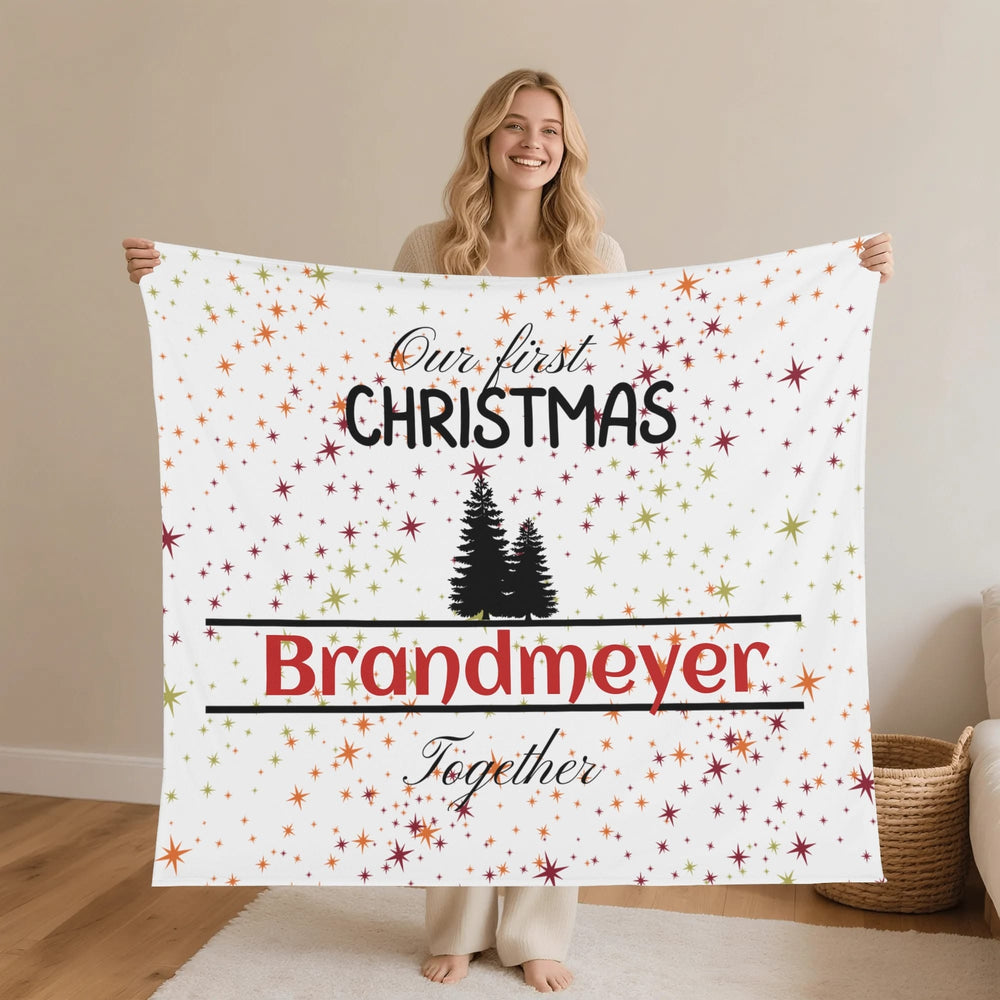 Personalized Our First Christmas Flannel Blanket