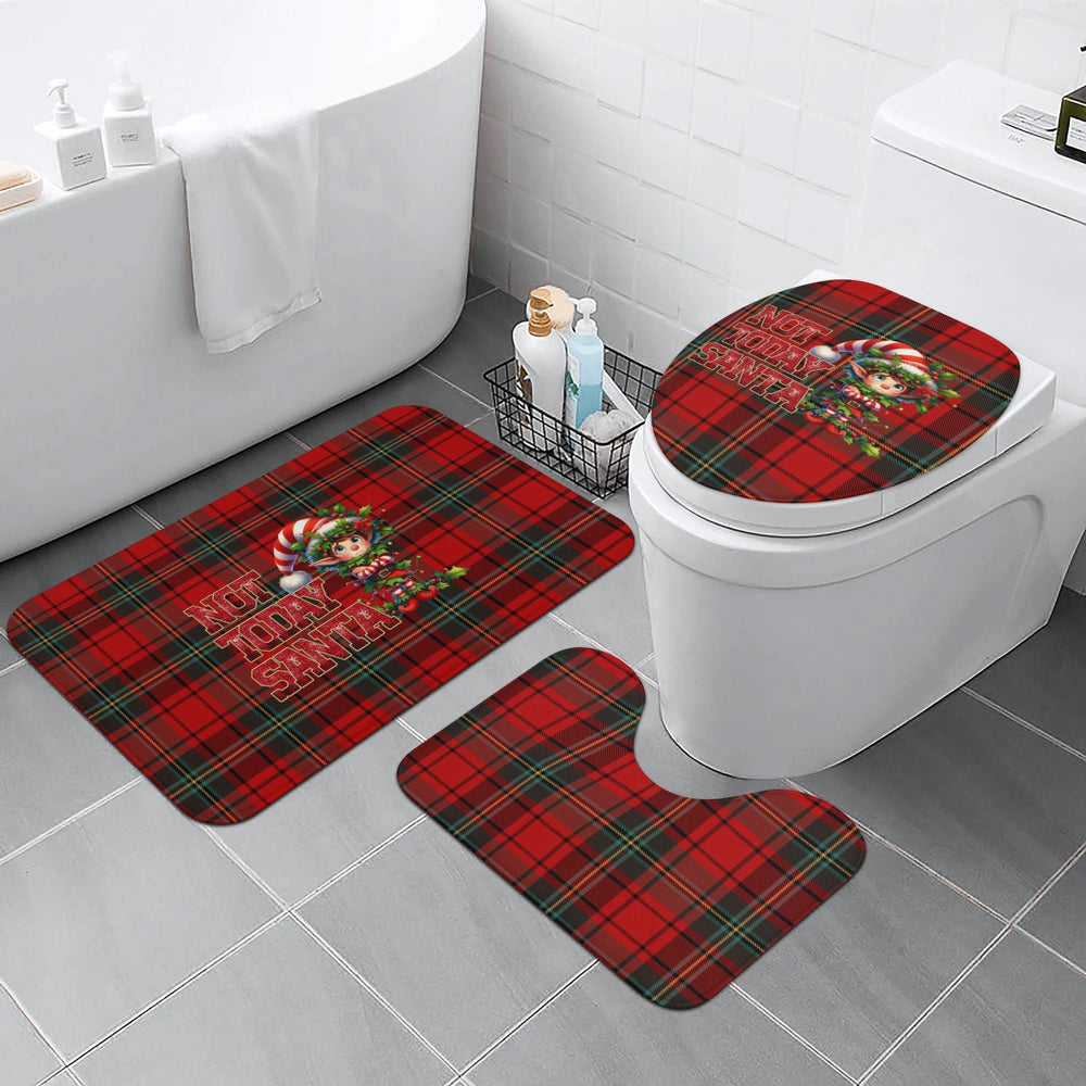 Christmas Plaid Elf Bathroom Rug Set