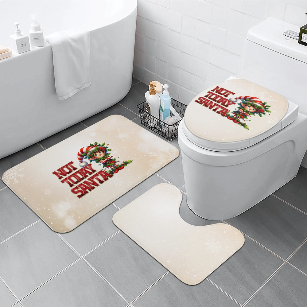 Not Today Santa Christmas Bathroom Rug Set