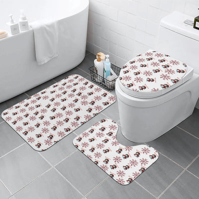 Christmas Snowman Snowflake Bathroom Rug Set - full view in bathroom | Our Phoenix Rise
