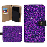 Purple Glitter Wallet Phone Case - Open with Phone and Card Slots | Our Phoenix Rise