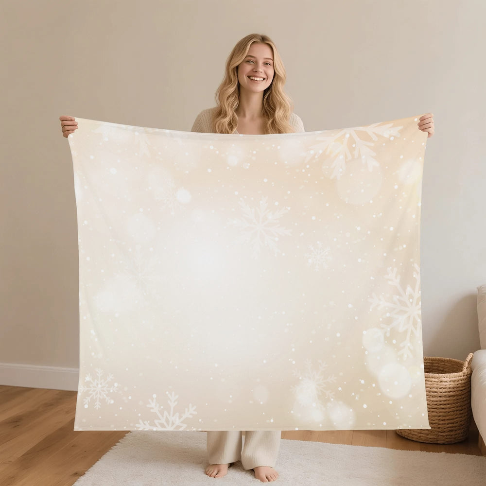 Elegant Snowflakes Flannel Blankets - 280gsm Polyester, 30x40in/40x50in/50x60in/60x80in, USA Made