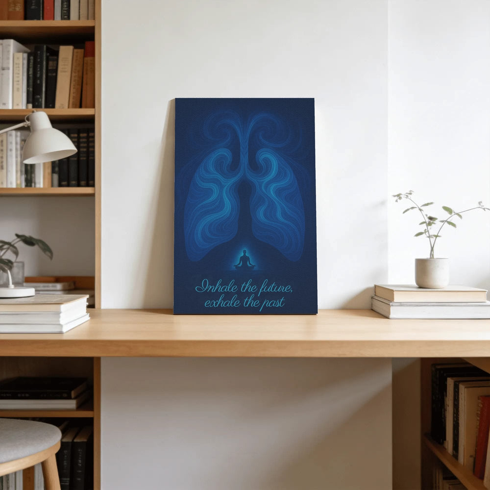 Elegant Inhale/Exhale Wall Art - High-Quality Wood Frame & Canvas for Home Decoration