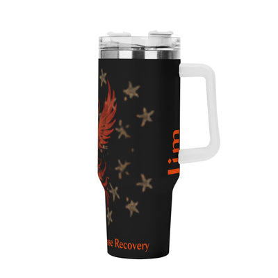 Phoenix 40oz Stainless Steel Tumbler White Handle and Straw - Main View | Our Phoenix Rise