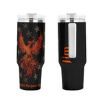 Phoenix 40oz Stainless Steel Tumbler White Handle and Straw - View 3 | Our Phoenix Rise