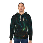 Dark Green Dragon Print Pullover Hoodie - Fabric Texture Detail | Our Phoenix Rise