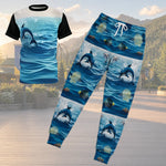 Dolphin Print Athletic Joggers - Fabric Texture Close-up | Our Phoenix Rise