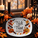 Trick or Treat Halloween Candy Platter - Angled View showing 10x14 inch Surface | Our Phoenix Rise