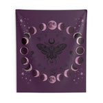Purple Moon Phase Tapestry - Fabric Texture and Hemmed Edge Detail | Our Phoenix Rise