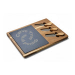 Personalized Acacia Slate Charcuterie Board - Textured detail of natural slate insert on oval board | Our Phoenix Rise