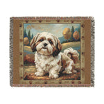 Shih Tzu Woven Blanket - Close Up of Woven Texture and Dog Detail | Our Phoenix Rise