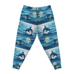 Dolphin Print Athletic Joggers - Waistband and Drawstring Detail | Our Phoenix Rise