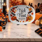 Trick or Treat Halloween Candy Platter - Close-up of Pumpkin and Candy Design | Our Phoenix Rise
