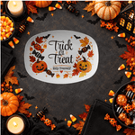 Trick or Treat Halloween Candy Platter - Detail of Help Yourself Text and Bats | Our Phoenix Rise