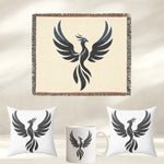 Phoenix Silhouette Woven Blanket and Pillow - Lifestyle set on sofa | Our Phoenix Rise
