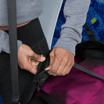 Maroon Abstract Print Duffle Bag - Mesh Side Pocket Callout | Our Phoenix Rise