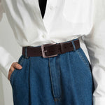 Personalized Engraved Brown Leather Belt - rolled up view | Our Phoenix Rise