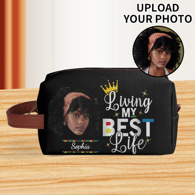 Personalized Makeup Bag - Living My Best Life, with photo upload prompt | Our Phoenix Rise