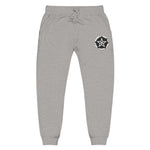 Embroidered Star Compass Sweatpants — White Fleece Joggers