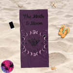 Moth with Lunar Phases Beach Towel | Moon Phase Moth Design