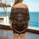 Abstract Print Off Shoulder Dress - off shoulder neckline detail | Our Phoenix Rise