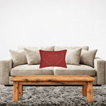 Red Heart Lumbar Pillow - Front View Detail of Gold Heart Motif | Our Phoenix Rise