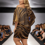 Abstract Print Off Shoulder Dress - fabric texture close up | Our Phoenix Rise