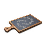 Personalized Acacia Slate Charcuterie Board - Empty oval serving board with round slate and cheese knives | Our Phoenix Rise