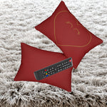 Red Heart Lumbar Pillow - Side View Showing 20x14 Dimensions | Our Phoenix Rise