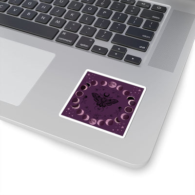 Moth and Moon Phases Sticker | Kiss-Cut Witchy Celestial Decal
