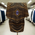 Abstract Print Off Shoulder Dress - full length view brown gold | Our Phoenix Rise