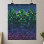 Geometric Mountain Wall Art - Vibrant Green and Blue Triangle Peaks | Our Phoenix Rise